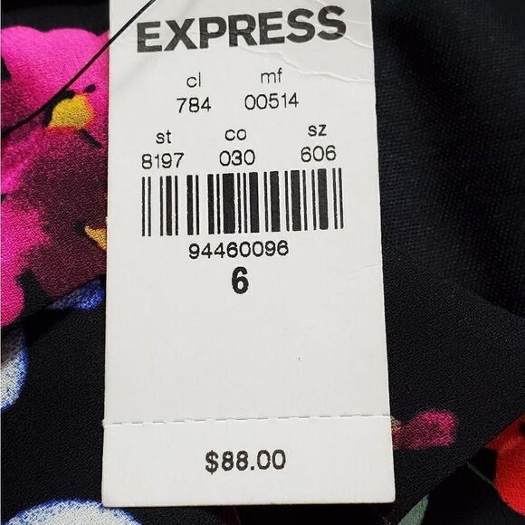 NWT Express Black,Floral & Bird Pattern Dress - Picture 6 of 7